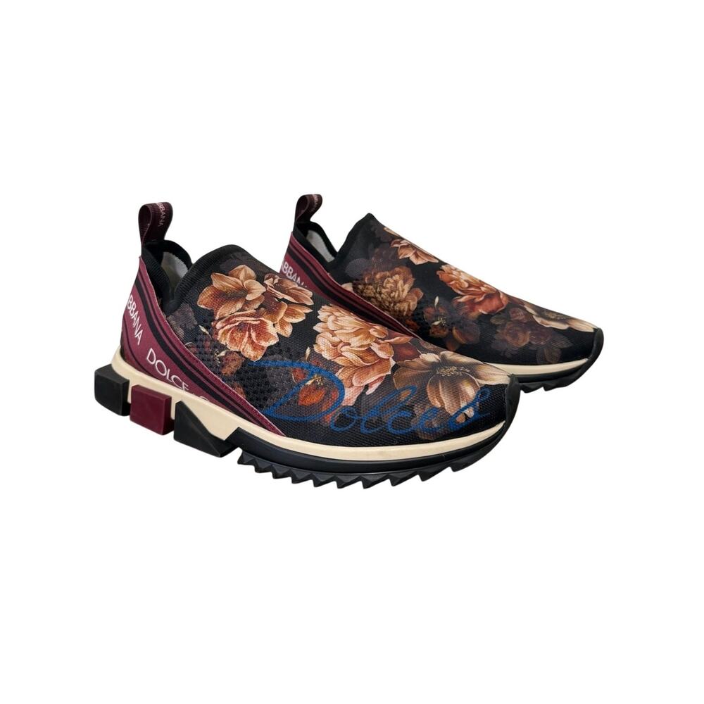 Dolce & Gabbana Sorrento Slip-on Knit Sneakers IT 45 Portofino Floral Rose RARE